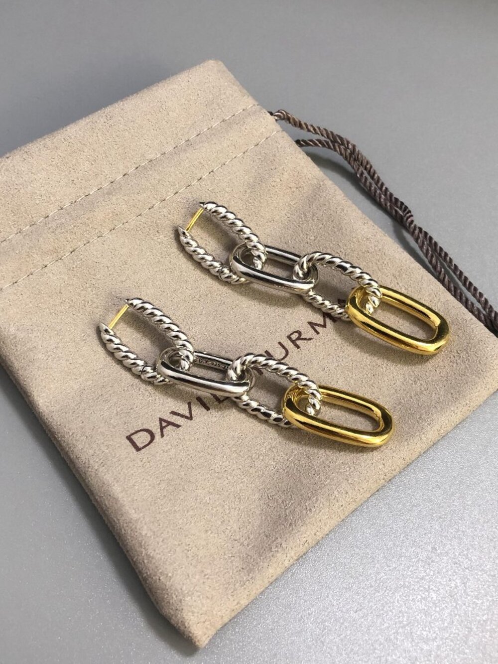 DAVID YURMAN DY Madison® Chain Drop Earrings in Sterling Silver with 18K Gold